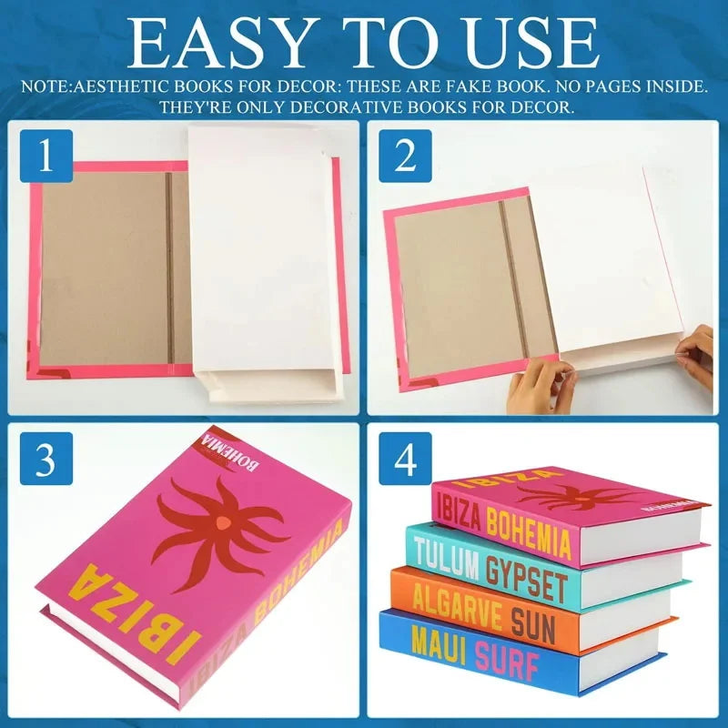 Boho Home Decor Fake Book Decorative